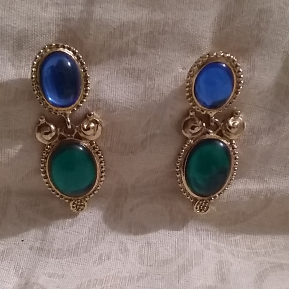 Blue & Green Earrings - Picture 1 of 4